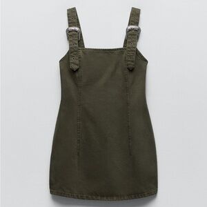 Zara green denim dress with metal buckle detail